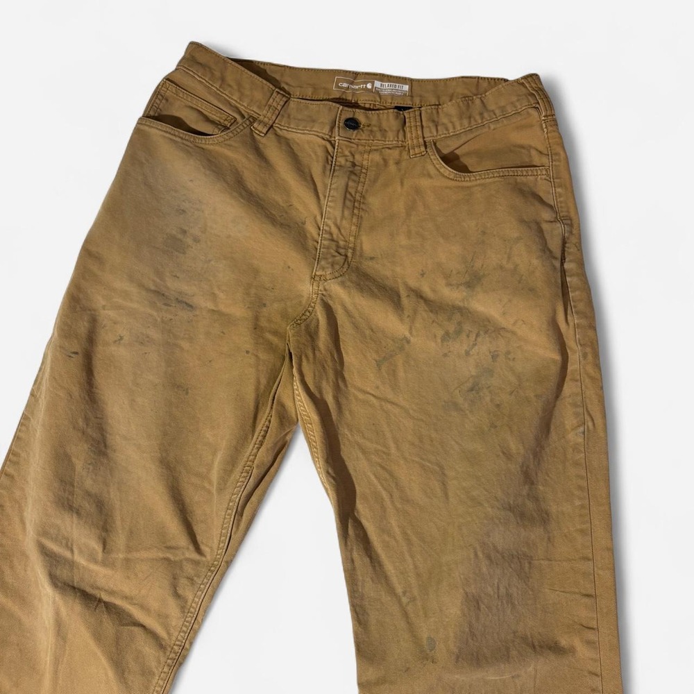 Mens Carhartt Pants Worn with Relaxed Fit - Picture 2 of 8